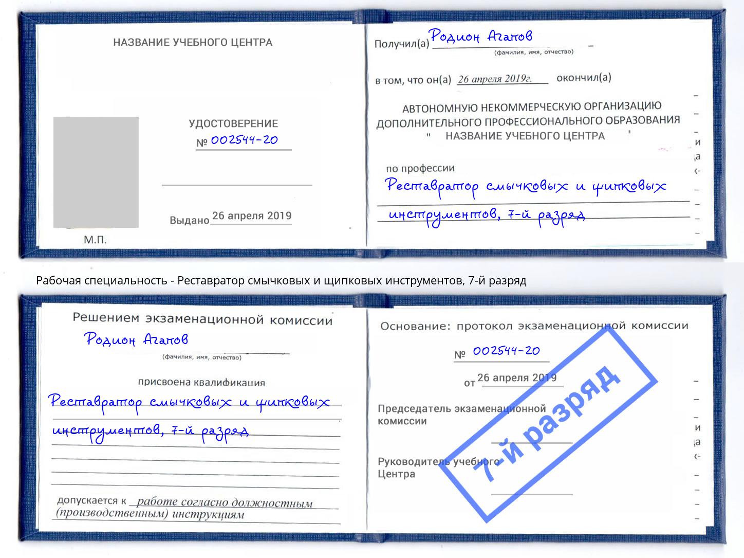 корочка 7-й разряд Реставратор смычковых и щипковых инструментов Бузулук