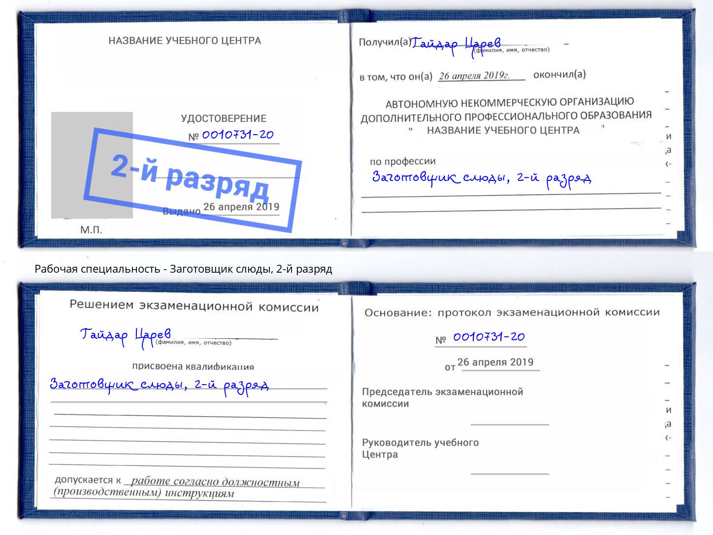 корочка 2-й разряд Заготовщик слюды Бузулук