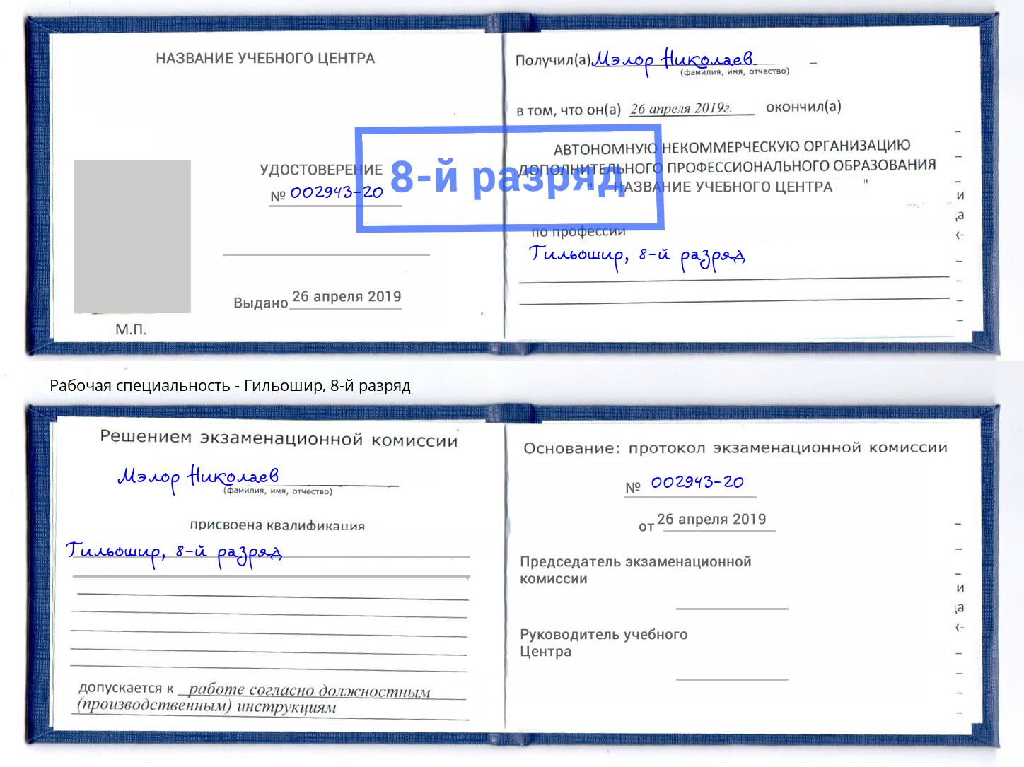 корочка 8-й разряд Гильошир Бузулук