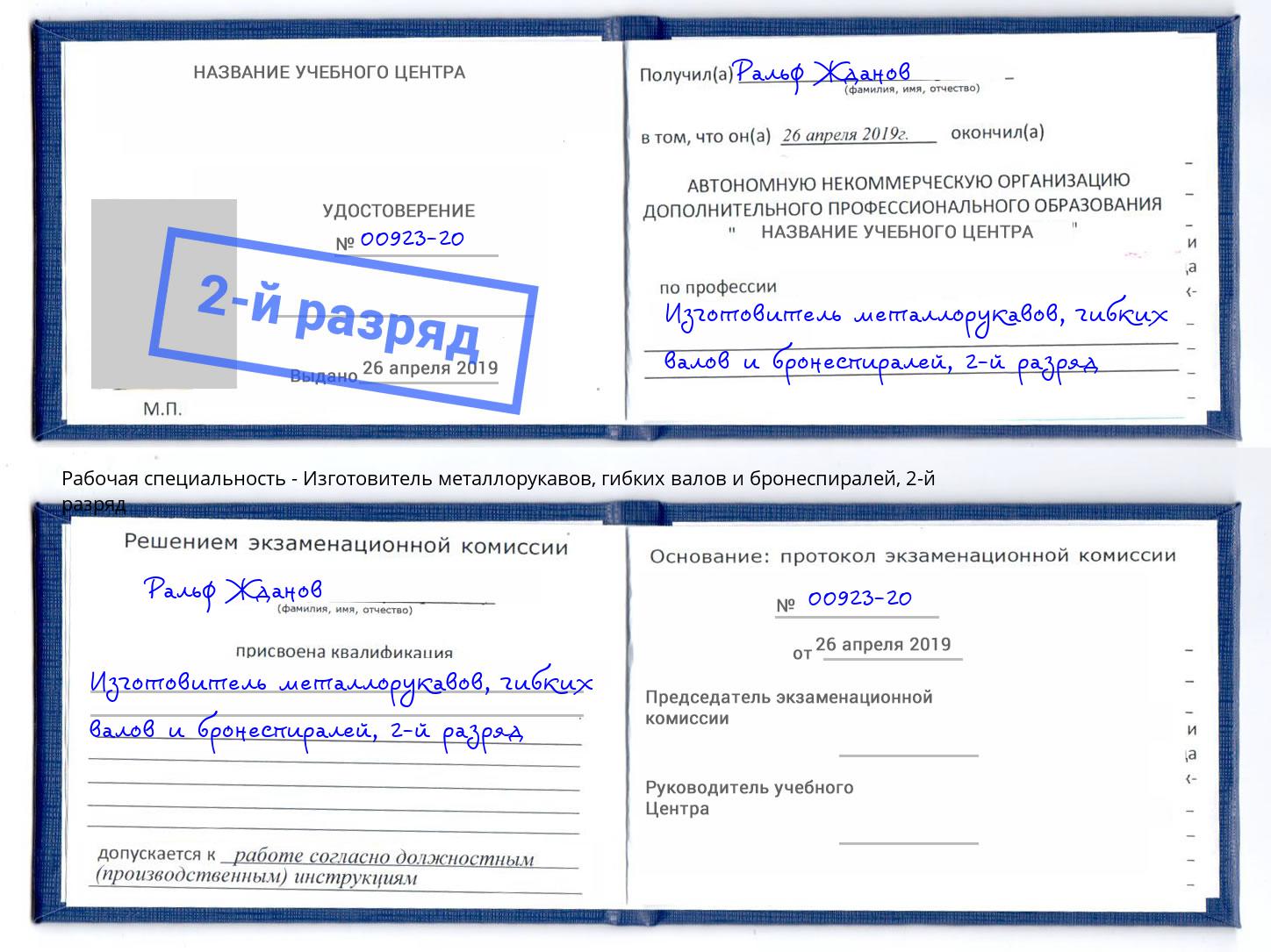 корочка 2-й разряд Изготовитель металлорукавов, гибких валов и бронеспиралей Бузулук